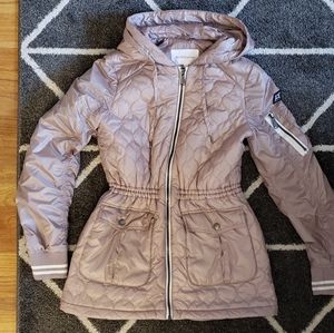 Blush Pink Cinched Waist Quilted Jacket